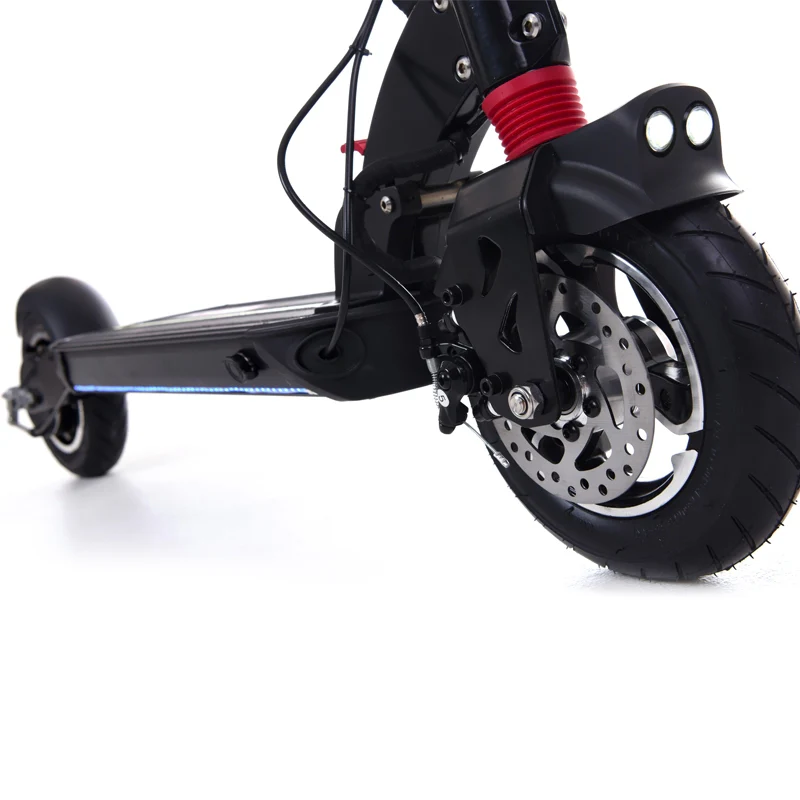 Front disc brake and rear drum brake on ZERO 9 scooter for superior stopping power