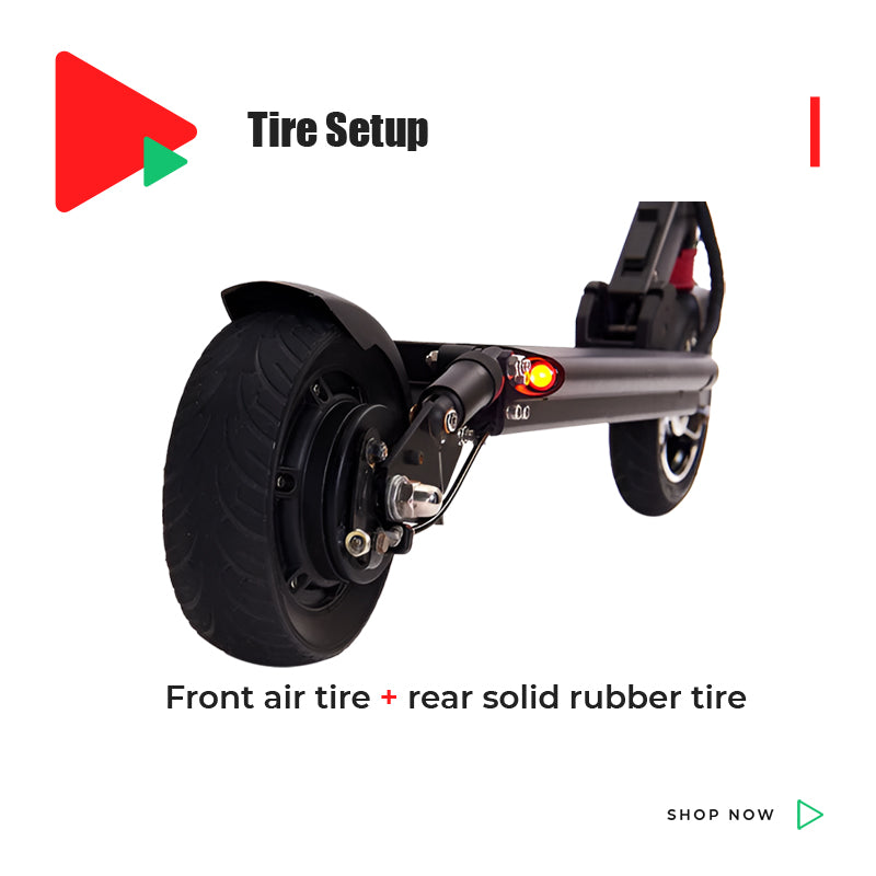 Side view of ZERO 8 with solid rear tire and air-filled front tire