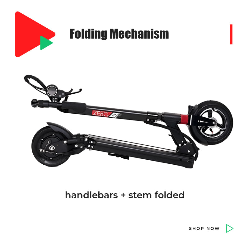 Rider carrying folded ZERO 8 electric scooter up stairs